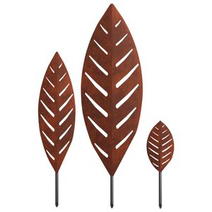 vidaXL Coadă de grădină 3 buc. 116,5 x 35 x 3 cm Ruginit