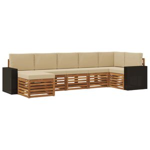 vidaXL Set de canapele de exterior 7 buc. Natural și Bej