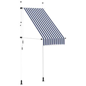 vidaXL Copertină retractabilă manual, dungi albastru și alb, 100 cm