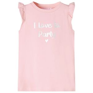 vidaXL Tricou pentru copii cu m&acirc;neci cu volane, roz pal, 104