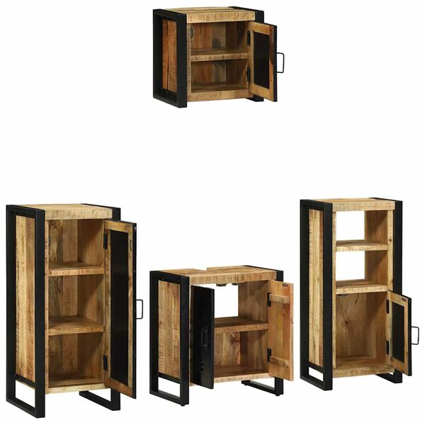 vidaXL Set de mobilier pentru baie 4 pcs Maro Lemn de mango solid