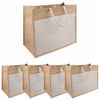 vidaXL Purse din iută cu buzunar 5 Natural și Alb 42 x 33 x 19 cm