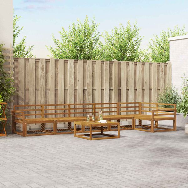 vidaXL Set de canapele de exterior 7 pcs natural Lemn Solid de Acacia