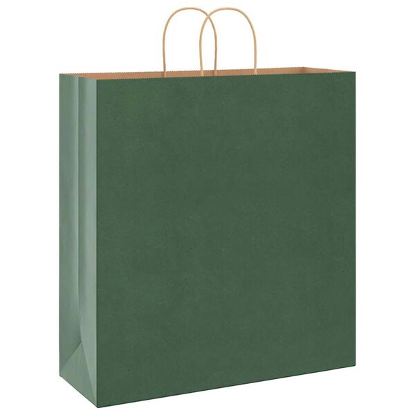 vidaXL Saci de h&acirc;rtie 250 buc cu m&acirc;nere verde 45x17x48 cm
