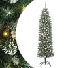 vidaXL Copac Artificial Slăb de Crăciun Verde și alb 210 cm