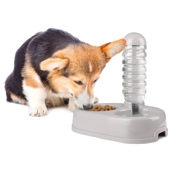 FLAMINGO Bol de hrană cu dozator de apă 850 ml gri