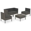 vidaXL Set mobilier de grădină cu perne, 5 piese, gri, poliratan