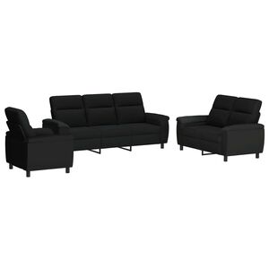 vidaXL Set de canapea 3 pcs Negru Țesătură