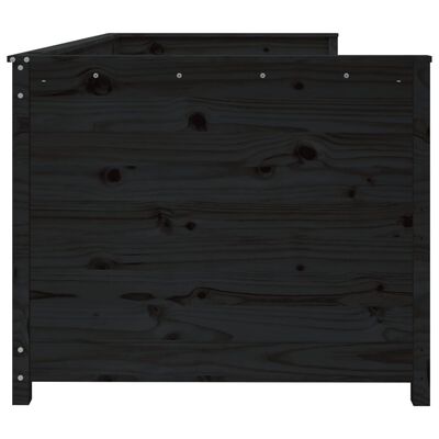 vidaXL Pat de zi, negru, 100x200 cm, lemn masiv de pin