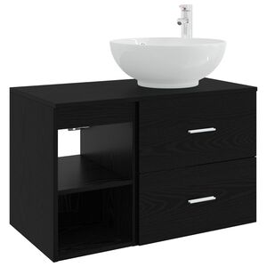 vidaXL Set de mobilier pentru baie 2 pcs Stejar Negru Lemn prelucrat