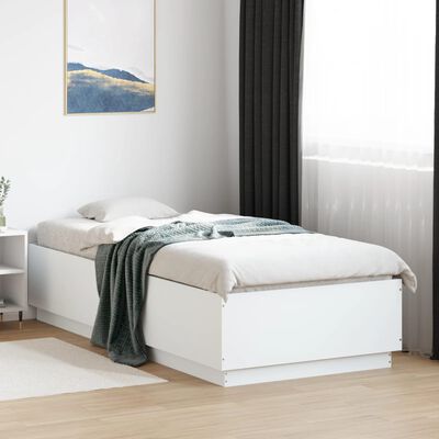 vidaXL Cadru de pat, alb, 90x200 cm, lemn prelucrat