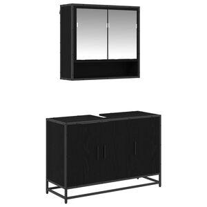 vidaXL Set de mobilier pentru baie 2 pcs Stejar Negru Lemn compozit