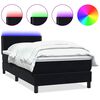vidaXL Pat cu arcuri cu saltea și LED, negru, 100x220 cm, catifea