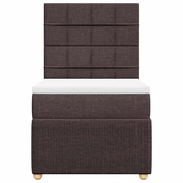vidaXL Pat box spring cu saltea, maro &icirc;nchis, 80x200 cm, textil