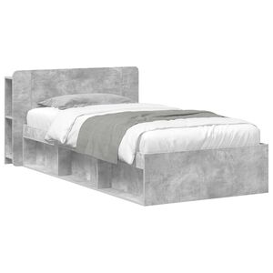 vidaXL Cadru de pat cu depozitare Gri Beton 75 x 190 cm Lemn prelucrat