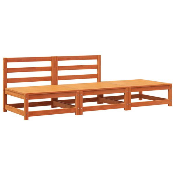 vidaXL Canapea de grădină fără brațe cu taburet, maro ceruit