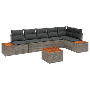 vidaXL Set de canapele pentru grădină 7 buc. Gri Rattan poli