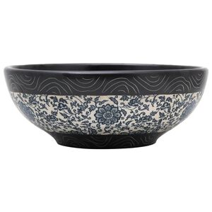 vidaXL Lavoar de blat, negru și albastru, rotund, &Phi;41x14 cm, ceramică