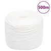 vidaXL Fr&acirc;nghie de barcă, alb complet, 8 mm, 500 m, polipropilenă