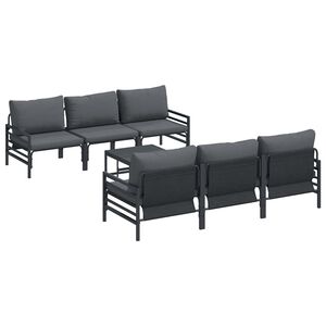 vidaXL Set de canapele pentru grădină cu pernă 7 pcs Negru Oțel
