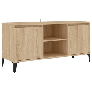 vidaXL Comodă TV cu picioare metalice, stejar sonoma, 103,5x35x50 cm