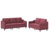 vidaXL Set canapea cu perne, 2 piese, roșu vin, material textil