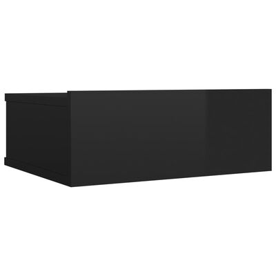 vidaXL Noptieră suspendată, negru extralucios, 40x30x15 cm, PAL