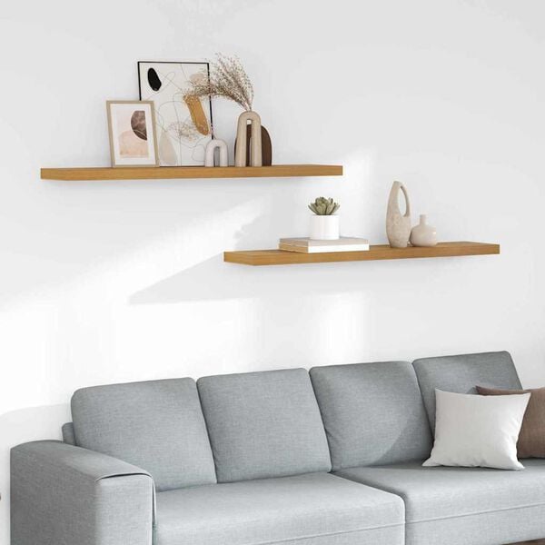 vidaXL Raft de perete 2 pcs Bej 120 x 23,5 x 4 cm Lemn compozit