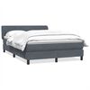 vidaXL Pat box spring cu saltea, gri &icirc;nchis, 160x210 cm, catifea