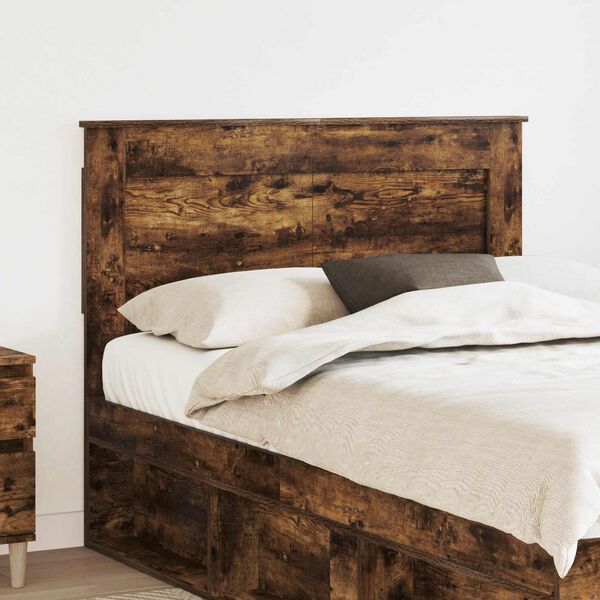 vidaXL Tăblie cap cu headboard Stejar fumuriu 120 cm Lemn compozit