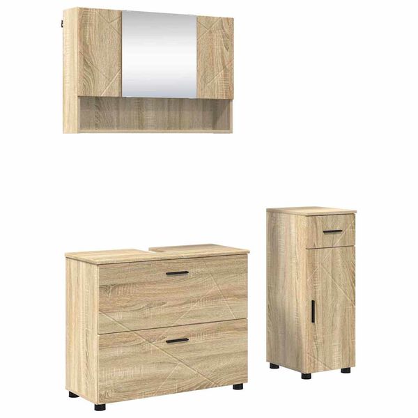 vidaXL Set de mobilier pentru baie cu sertar 3 pcs Stejar Sonoma