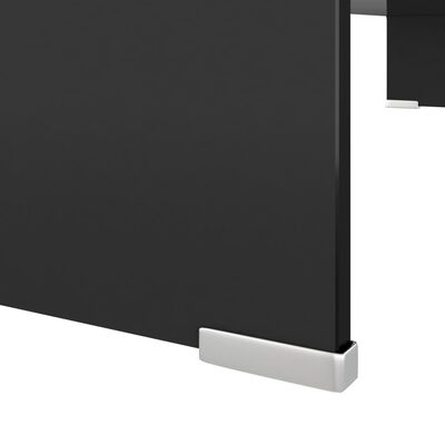 vidaXL Stand TV/Suport monitor sticlă, 90x30x13 cm, negru