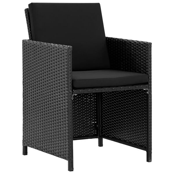 vidaXL Set mobilier de exterior cu perne, 9 piese, negru, poliratan