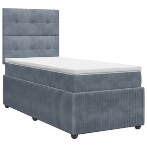 vidaXL Pat boxspring cu saltea Gri &icirc;nchis 80 x 200 cm Catifea