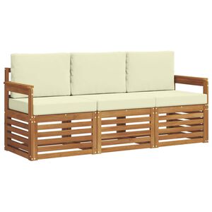 vidaXL Seturi de canapele 3 pcs Natural și Crem Lemn Solid de Acacia