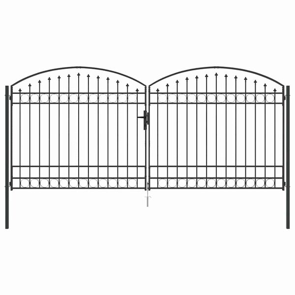 vidaXL Poartă de gard cu blocare Gri 301 x 224.5 cm Oțel