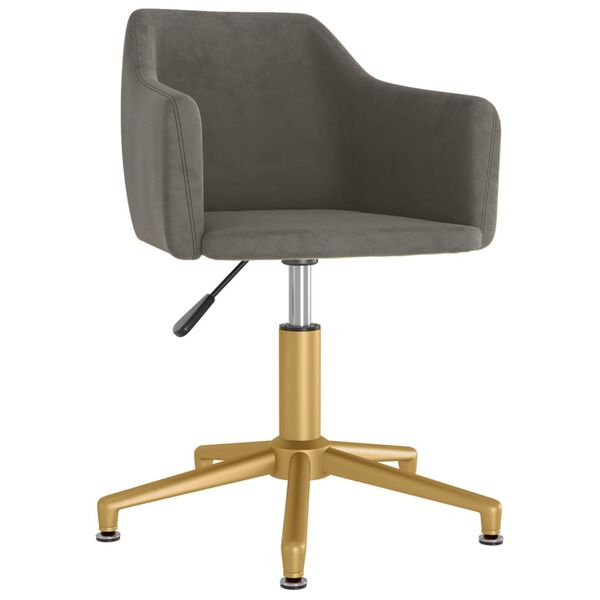 vidaXL Scaune de bucătărie pivotante, 2 buc, gri &icirc;nchis, catifea