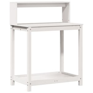 vidaXL Masă de plantare cu rafturi alb 82,5x50x109,5 cm lemn masiv pin