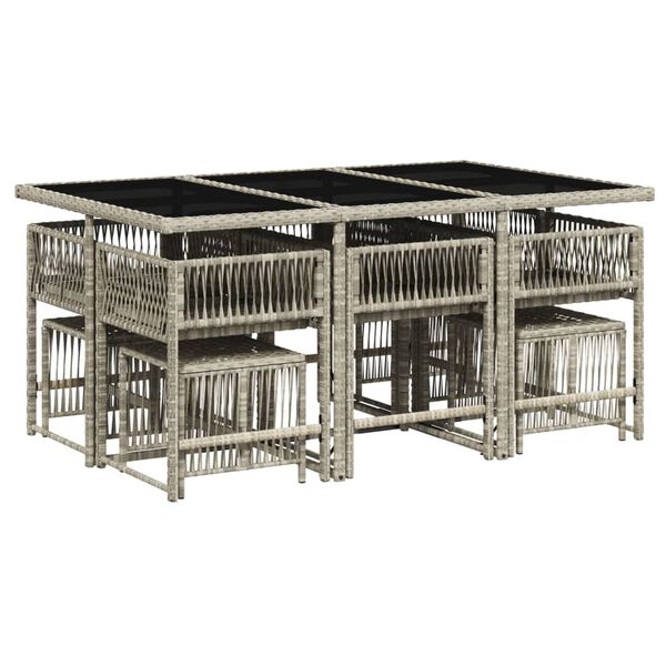 vidaXL Set mobilier de grădină cu perne 11 piese gri deschis poliratan