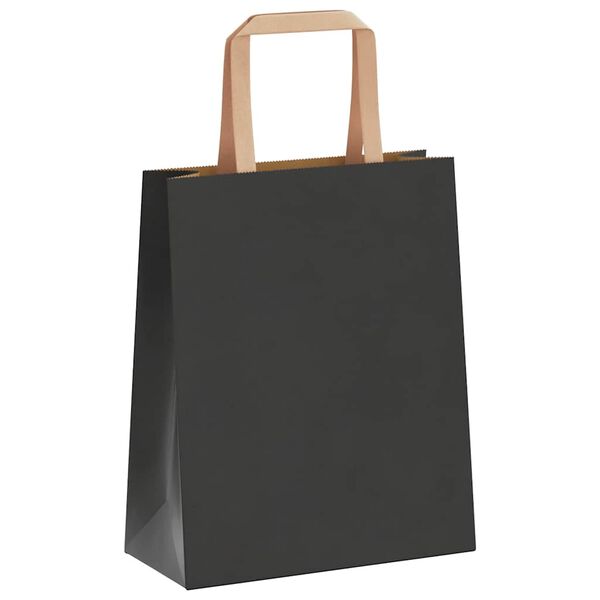 vidaXL Pungi de h&acirc;rtie 250 buc cu m&acirc;nere negre 18x8x22 cm