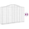 vidaXL Coșuri gabion arcuite 3 buc, 200x30x120/140 cm, fier galvanizat
