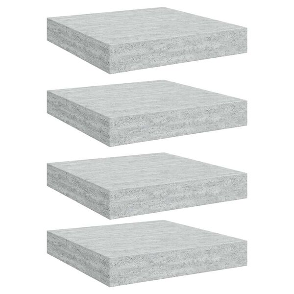 vidaXL Rafturi perete suspendate 4 buc. gri beton 23x23,5x3,8 cm MDF