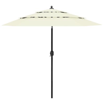 vidaXL Umbrelă de soare 3 niveluri, stâlp de aluminiu, nisipiu, 2,5 m