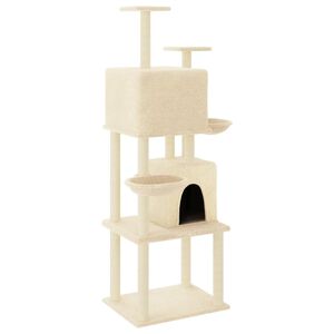 vidaXL Ansamblu de pisici cu st&acirc;lpi din funie de sisal, crem, 180 cm