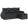 vidaXL Set mobilier de grădină cu perne, 4 piese, negru, poliratan
