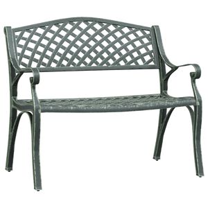 vidaXL Bancă de grădină, verde, 102 cm, aluminiu turnat