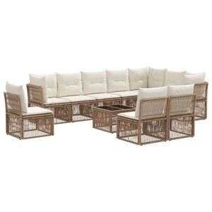 vidaXL Set de canapele pentru grădină 11 pcs Bej poliratan