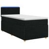 vidaXL Pat boxspring cu saltea cu benzi LED Negru 90 x 190 cm Țesătură