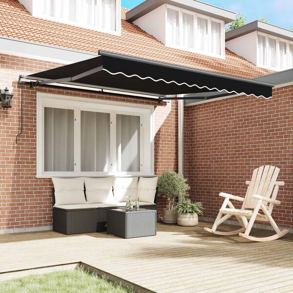 vidaXL Cortina Retractabilă Negru 350 x 250 cm Poliester și oțel