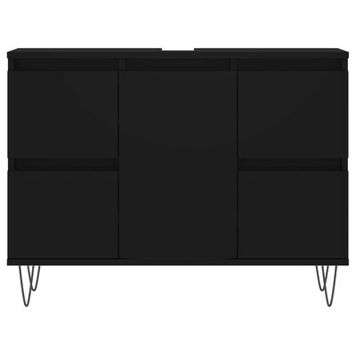 vidaXL Dulap pentru baie, negru, 80x33x60 cm, lemn compozit